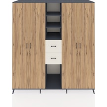 Kronos Dolap 15 Raflı 2 Çekmeceli 4 Kapaklı 220x59x243 Antrasit-çam/aytaşı Atlas Çam/aytası