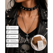 Megadeth Temalı Gitar Kolye Unisex Metal Müzik Zincirli Aksesuar Çok renkli