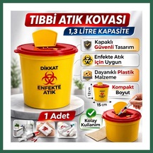 Bezos Atık Kovası 1,3 Litre 1 Adet Kapaklı Atık Kutusu Enfekte Atık Kovası Bzs01