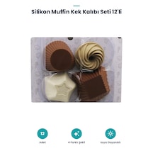 Muffin Kek Kalıbı Seti - 12'li - Karışık Şekilli Silikon Çok Renkli