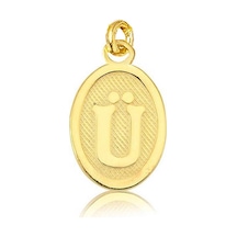 Ü Harfi Oval Altın Kolye Ucu