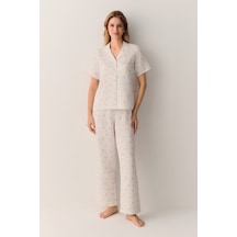 Suwen Clara Gömlek Yaka Pijama Takımı Sh26537660b338 Ekru