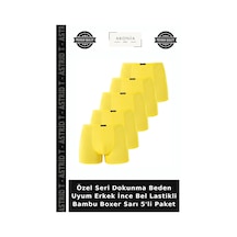 Astrid T Özel Seri Dokunma Beden Uyum Erkek İnce Bel Lastikli Bambu Boxer Sarı 5'li Paket