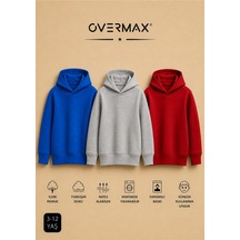 Overmax Çocuk 3'lü Sweatshirt Takımı 3-12 Yaş Saks Mavisi-gri-kırmızı - 917542430 Saks Mavisi-gri-kırmızı