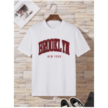 Unisex Beyaz ''brooklyn Baskılı'' Oversize Salaş T-shirt Start0000168