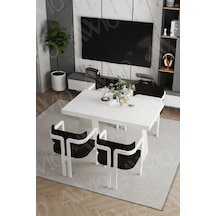 Avvio Leon Lake Mdf Ayak Tokyo Demonte Sandalye 80x120 Yemek Masası Mutfak Masası 4 Kişilik Beyaz