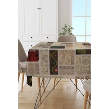Krem Patchwork Dokuma Leke Tutmaz Masa Örtüsü Mso289n11