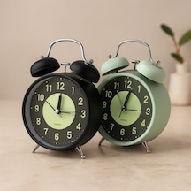 Twin Bell Metal Masa Çalar Saat 11 Cm Pilli, Işıklı, Fosforlu Çok Renkli