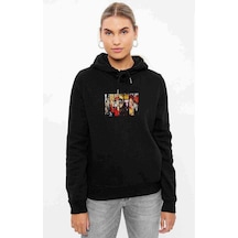 One Piece Anime 2 Baskılı Siyah Kadın Kapşonlu Sweashirt