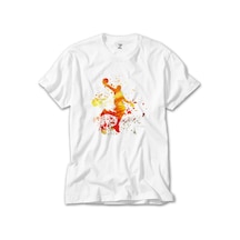 Basketball Fire Silhouette Beyaz Tişört Beyaz