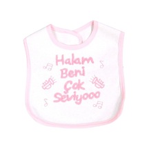Bebegen Kız Bebek Halam Beni Çok Seviyooo Nakışlı Pembe Su Geçirmez Önlük Çok Renkli
