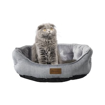 Woolartt Kapitoneli Sprit Kedi Köpek Yatağı - Gri - 50 Cm