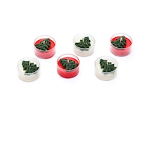 Yılbaşı 6lı Çamağacı Kabartmalı Spice Orange Kokulu Ekru-kırmızı Tealight Mum Seti Kırmızı
