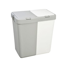 Motek Duo Laundry İkili Çamaşır Sepeti Gri-beyaz