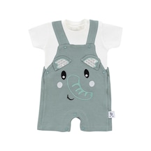 Gezenbebe Hero Kısa Kol Bebek T-shirt Ve Nakışlı Salopet Seti Yeşil