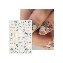 Nailist Floral Çiçekli Seri - Altın Yaldızlı Yapışkan Tırnak Sticker Nail Art Tırnak Dövmesi 50270817