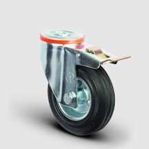 EM04SPR125F Oynak Frenli Delik Bağlantılı Kauçuk Tekerlek