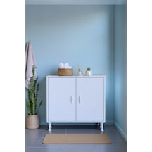 Eliusta Nirat 75 Cm 4 Bölmeli Beyaz Banyo Mutfak Dolabı 3 Raflı Kapaklı Çok Amaçlı Dolap 75x75x32,5 Cm Beyaz