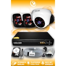 Elitcam 3 Kameralı Panda 1 İç Kamera Set 320 GB HDD Full HD Gece Görüşlü Güvenlik Kamerası Sistemi