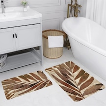 Rovigo Home Baskılı Kaymaz Taban 2 Li Banyo Paspas Takım Rvg5202-100X60-60X50 Çok Renkli