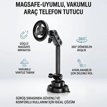 Magsafe İle Uyumlu Araç Telefon Tutucu Sj-t13, Vakumlu Vantuz Taban, 360 Dönebilen Başlık Ve Ayarlanabilir Çok Eksenli Kol İle Güvenli Sabitleme Sj-t13 2 Mixed