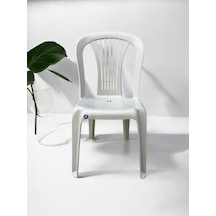 Kolsuz Plastik Sandalye Bahçe Balkon Ve Mutfak Sandalyesi Kırık Beyaz Gri