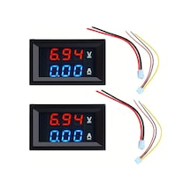 Wangxi Kırmızı Mavi 2 Adet 0.28 İnç Dijital Voltmetre Ampermetre Dc 100v 10a Çift Led Ekran