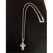 Oriental Kuyumculuk Jewellery Küçük İşçilikli Haç Gumus Kolye Gümüş