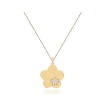 Diamond Line-Gülaylar - Sarı Altın 14 Ayar Çiçek Kolye N11.25101