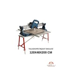Alüminyum Gövdeli Çelik Ayaklı Teleskopik Katlanır İnşaat İskelesi - 400 Kg Taşıma Kapasitesi 120x48x200cm