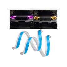 Cbtx 2 Adet 45cm Ultra İnce Araba Drl Esnek Led Şerit Gündüz Çalışan Işık Dönüş Sinyali Işığı - Pembe Mor / Sarı