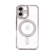 Apple Uyumlu iPhone 16 Plus Uyumlu Kılıf Joke Simli Magneticsafe Kılıf - Pembe