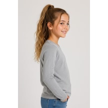 Kiagu Gri Basic Uzun Kol T-shirt- Terletmeyen Esnek Kumaş Pamuklu Mevsimlik Gri Uzunkol Kız Çocuk Tsort Gri