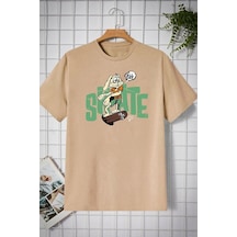Flood Of Style Unisex All Day Rabbit Tasarım T-shirt Bej