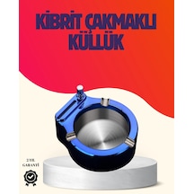 Mey İthalat Yuvarlak Metal Küllük Çakmak Entegreli Dayanıklı Yapı