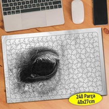 Siyah Zeytin Gözlü At 240 Parça Puzzle Yapboz Tablo-28508922