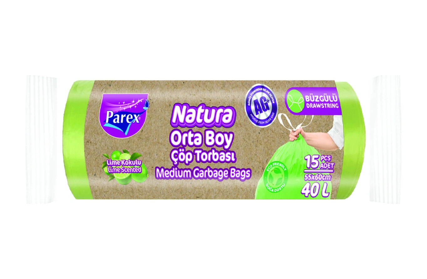 Natura Büzgülü Çöp Torbası Orta Boy 15'li 55 X 60 Cm