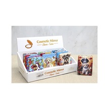 2 Adet İnce El Aynası Taş İşlemeli Dikdörtgen Tasarım Sevimli Köpek Motifli Cep Makyaj Aynası Pocket Mirror Hand Mirror 8,5 6 Cm Sarı