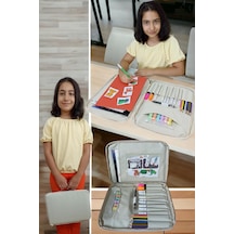 Resim Çantası Kalemlikli Defter Boya Malzemeleri Aktivite Çantası Unisex Kırtasiye Çantası Tek Renk