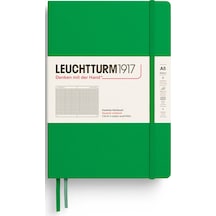Leuchtturm1917 Not Defteri Orta Boy A5 , Sert Kapak, 251 Numaralandırılmış Sayfa, Kareli, Bahar Yaprağı Yeşil