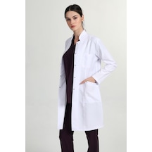 Başak Önlük Kadın Uzun Hakim Yaka Doktor Hemşire Öğretmen Önlüğü Beyaz Beyaz