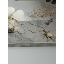 Handmade Pirinç Üzeri Altın Kaplama Güneş Şeklinde Beyaz Kadın Kolye Sevgiliye Hediye Handmade Pirinç Üzeri Altın Kaplama Güneş Şeklinde Beyaz Kadın Kolye Sevgiliye Hediye