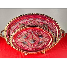 Bakır Oval 2li Tepsi Set