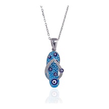 Minamis Silver Nazar Boncuklu Terlik Kolye-2245