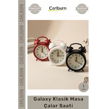 Çalarsaat Sessiz Akar Saniye İkiz Çan Tasarımı 85 Cm Pilli Şık Galaxy Klasik Masa Çalar Saati Çok Renkli