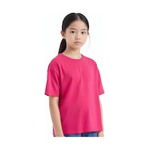 Fyk Kids Kız Çocuk Yuvarlak Yaka Penye T-shirt Fuşya