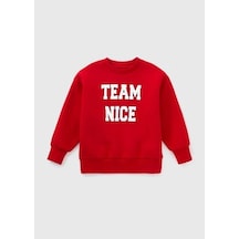 Çocuk Kırmızı Baskılı Sweatshirt 001
