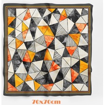 Trıbal Geometrı Desen 70 70cm Bandana/fular Çok Renkli