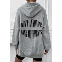 Altamira Unisex Gri Wrst Sırt Baskılı Ince Mevsimlik Kapşonlu Oversize Hırka 001
