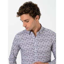 Cacharel Kırmızı Slim Fit Uzun Kollu Gömlek